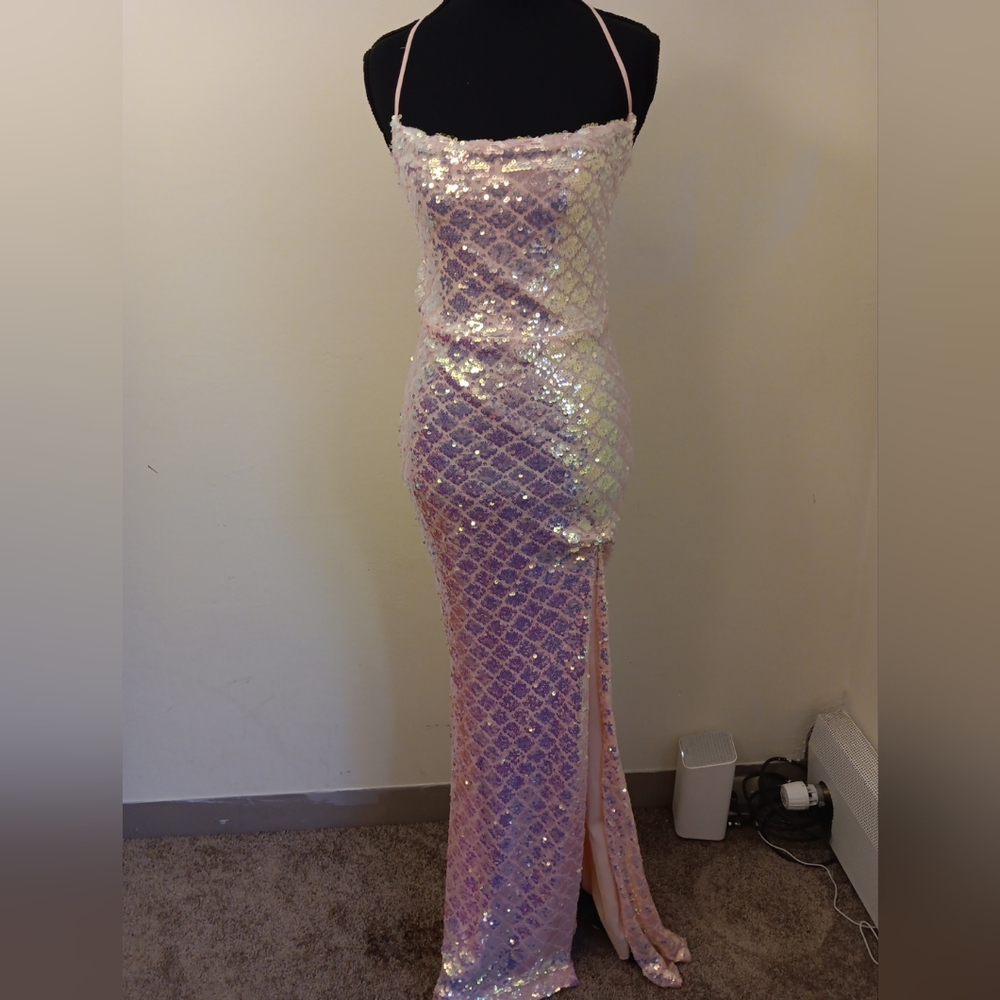 Women's Pink Sequins Formal Long Dress. City Triangle Brand. Size S